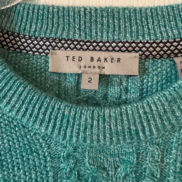 Ted Baker Men’s Green Crewneck Cable Knit Sweater Size 2 - Picture 2 of 7